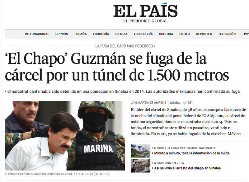 Segunda fuga de 'El Chapo' se vuelve noticia mundial y pone en predicamento  a EPN | AFmedios .- Agencia de Noticias