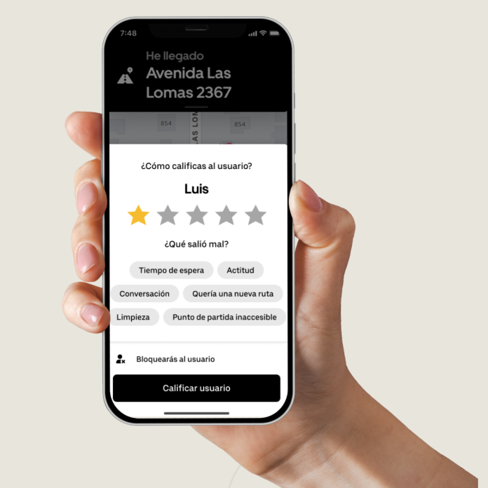 UBER calificación de usuario