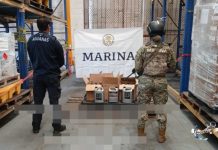 Aseguran 114 litros de presunto precursor de metanfetamina en el puerto de Manzanillo