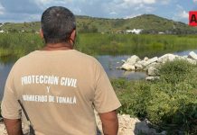 Localizan cocodrilo en la Presa Las Rusias; Protección Civil de Tonalá pide extremar precauciones