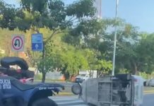 Mototaxi termina volcada en Miramar tras choque con vehículo particular; hay 1 lesionado