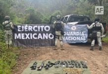 Guardia Nacional y Ejército Mexicano aseguran arsenal y vehículos en Cotija, Michoacán