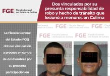 Dos vinculados por su presunta responsabilidad de robo y hecho de tránsito que lesionó a menores en Colima