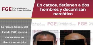 En cateos, detienen a dos hombres y decomisan narcótico; en Villa de Álvarez, Coquimatlán, Tecomán y Manzanillo