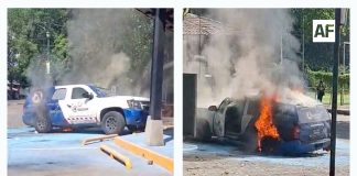 Se incendia camioneta de valores en Cofradía de Suchitlán; autoridades atienden el siniestro