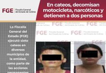 En cateos, decomisan motocicleta, narcóticos y detienen a dos personas