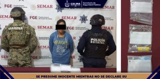 Patrullajes coordinados en Colima derivan en la detención de una mujer y el aseguramiento de 50 dosis de “Ice”