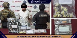 Informa SSP Colima la detención de un masculino con 200 dosis de droga, en Villa de Álvarez