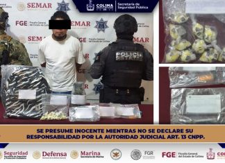 Informa SSP Colima la detención de un masculino con 200 dosis de droga, en Villa de Álvarez