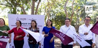 Indira Vizcaíno da banderazo de inicio a construcción del Cecofam, en Parque Regional de Colima