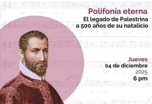 Rendirán homenaje a Palestrina a 500 años de su natalicio, en la Pinacoteca Universitaria