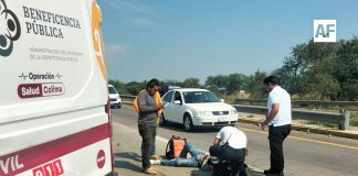 Motociclista resulta lesionado en accidente sobre el Libramiento Ejército Mexicano en Colima