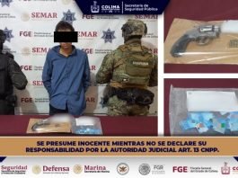 Policía Estatal de Colima detiene a un individuo con arma de fuego y narcóticos