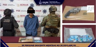 Policía Estatal de Colima detiene a un individuo con arma de fuego y narcóticos