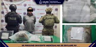 Policía Estatal de Colima detiene a masculino por delitos contra la salud, en Manzanillo
