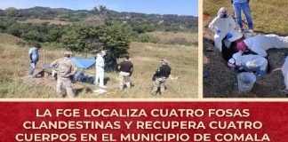 FGE localiza cuatro fosas clandestinas y recupera cuatro cuerpos en el municipio de Comala