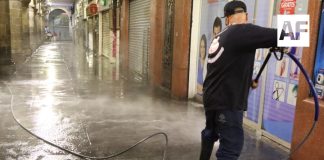 Ayuntamiento de Guadalajara realiza lavado, limpieza y balizamiento de plazas públicas