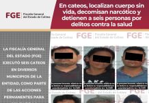 En cateos, localizan cuerpo sin vida, decomisan narcótico y detienen a seis personas por delitos contra la salud