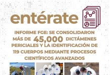 INFORME FGE: Se consolidaron más de 45 mil dictámenes periciales y la identificación de 119 cuerpos mediante procesos científicos avanzados