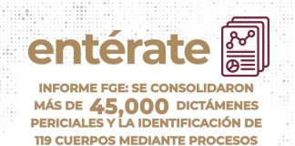 INFORME FGE: Se consolidaron más de 45 mil dictámenes periciales y la identificación de 119 cuerpos mediante procesos científicos avanzados