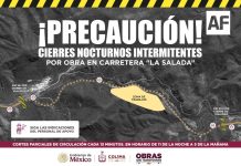 Seidum informa nuevo esquema de trabajos nocturnos en el tramo ‘La Salada’ de la autopista Colima-Manzanillo