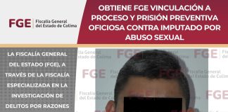 Obtiene FGE vinculación a proceso y prisión preventiva oficiosa contra imputado por abuso sexual