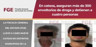 En cateos, aseguran más de 300 envoltorios de droga y detienen a cuatro personas; en Colima, Villa de Álvarez, Tecomán y Manzanillo
