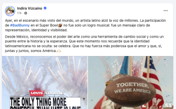 Celebra Indira Vizcaíno representación latina en el Super Bowl