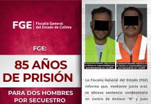 FGE: 85 años de prisión para dos hombres por secuestro agravado
