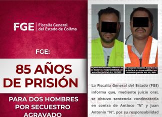 FGE: 85 años de prisión para dos hombres por secuestro agravado