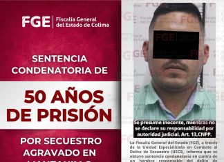 Obtiene FGE sentencia condenatoria de 50 años de prisión por secuestro agravado en Manzanillo
