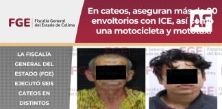 En cateos, aseguran más de 90 envoltorios con ICE, así como una motocicleta y mototaxi