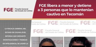 FGE libera a menor y detiene a 3 personas que lo mantenían cautivo en Tecomán