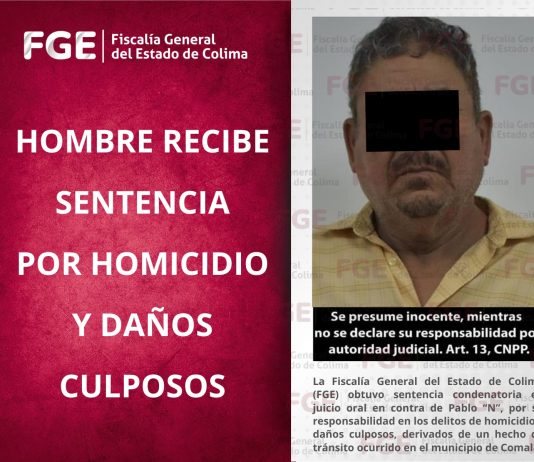 Hombre recibe sentencia por homicidio y daños culposos