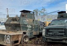 FGR destruye 18 vehículos con blindaje artesanal en Tamaulipas