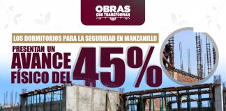 Seidum reporta 45% de avance en construcción de dormitorios para personal de Seguridad Pública, en Manzanillo