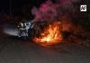 Se incendia camioneta en autopista Tecomán a Colima; solo hubo daños materiales