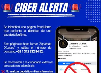 Alerta Policía Cibernética de Colima sobre página fraudulenta de calzado