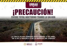 Seidum Colima alerta por cierre total nocturno de autopista Colima-Manzanillo por trabajos en La Salada, este viernes