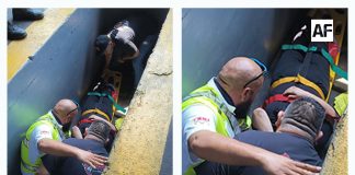 CRUM atiende a mujer tras caer a fosa en autolavado en el centro de Colima