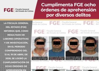 Cumplimenta FGE ocho órdenes de aprehensión por diversos delitos