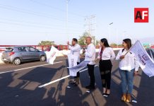 Indira Vizcaíno y titular de la SICT dan banderazo de apertura al puente Arco Norte en Colima; concluyó dos meses antes de lo previsto