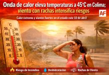 Calor extremo y rachas de viento marcan el pronóstico en Colima este 10 de abril