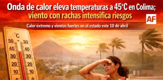 Calor extremo y rachas de viento marcan el pronóstico en Colima este 10 de abril