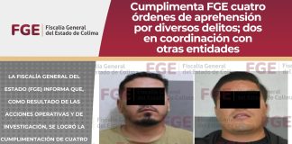 FGE cumplimenta cuatro órdenes de aprehensión por diversos delitos; dos en coordinación con otras entidades