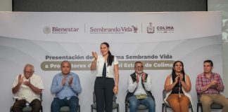 Indira Vizcaíno encabezó la presentación del Programa Sembrando Vida a arroceros en Colima