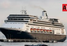 Crucero Zaandam hace escala en el puerto de Manzanillo; arribó con más de mil 900 personas a bordo