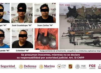 Operativo en Tecomán deja 5 detenidos y aseguramiento de armas y vehículos