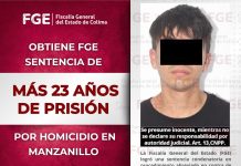 Obtiene FGE más de 23 años de prisión por homicidio en Manzanillo