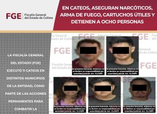 En cateos, aseguran narcóticos, arma de fuego, cartuchos útiles y detienen a ocho personas